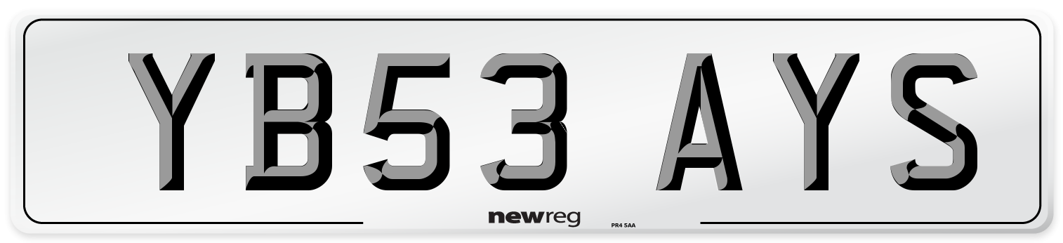 YB53 AYS Number Plate from New Reg